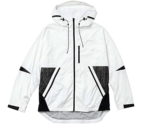 Lacoste Men's Lightweight Short Jacket Mix Fabric, White/Black, X-Large