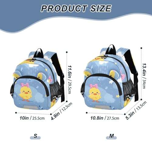 Kid's Backpack for Boys & Girls Toddler Bag Yellow Duck Rain Pattern Backpack with Safety Leash2