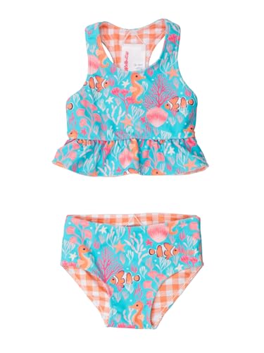 Image of RuffleButts Baby /Toddler Girls UPF50+ Sun Protected Reversible Peplum 2 Piece Sleeveless Tankini