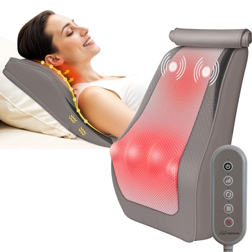 Snailax Masajeador Cervical y Espalda con Calor, Cojín de Masaje Shiatsu, masajeador de espalda Shiatsu, masajeador eléctrico de espalda para cuello/Cervical/hombros, regalos mamá/papá/mujeres