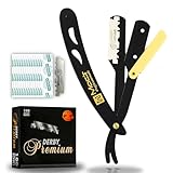 Professional B&G Straight Edge Shaving Razors,with Black Premium Derby 100 Count Blades-Easy Blades Replacement Mechanism-100% Stainless Steel Macs-049BGP1 (B & G with Black Premium Blades)