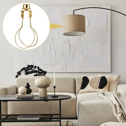 Image of Honoson 2 Pcs Bulb Lamp Shade Light Bulb Clip Adapter Includes Finial and Lampshade Levellers for Replacement (Black and Gold)