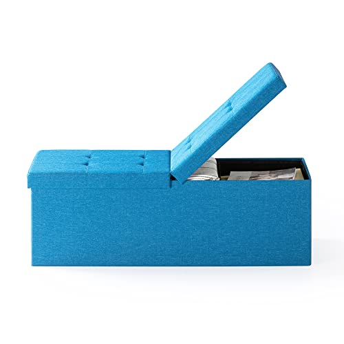 Otto & Ben 45" Storage Ottoman With Smart Lift Top, Upholstered Tufted Bench, Foot Rest, Royal Blue #TOP4