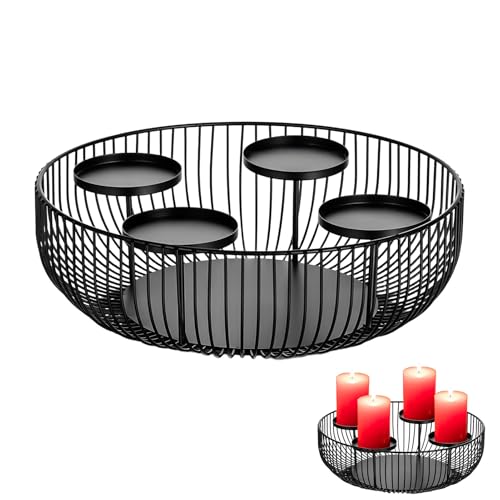 ACAREY Weihnachtsdeko Adventskranz Modern Metall Schwarz Adventsgesteck...