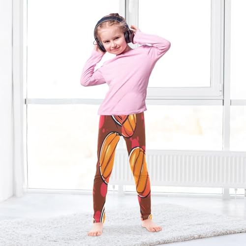 Bolaz Toddler Girls Leggings Printed Yoga Pants Leggings Red Yellow Basketball for Kids4