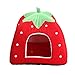Panier rembourré en forme de fraise pour animal domestique - Pour intérieur et extérieur