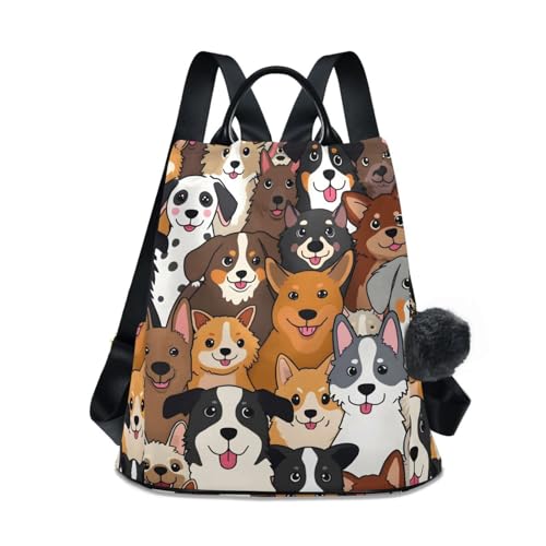 Image of ALAZA Cute Dog Prints Puppy Animal Backpack Purse for Women Anti Theft Fashion Back Pack Shoulder Bag