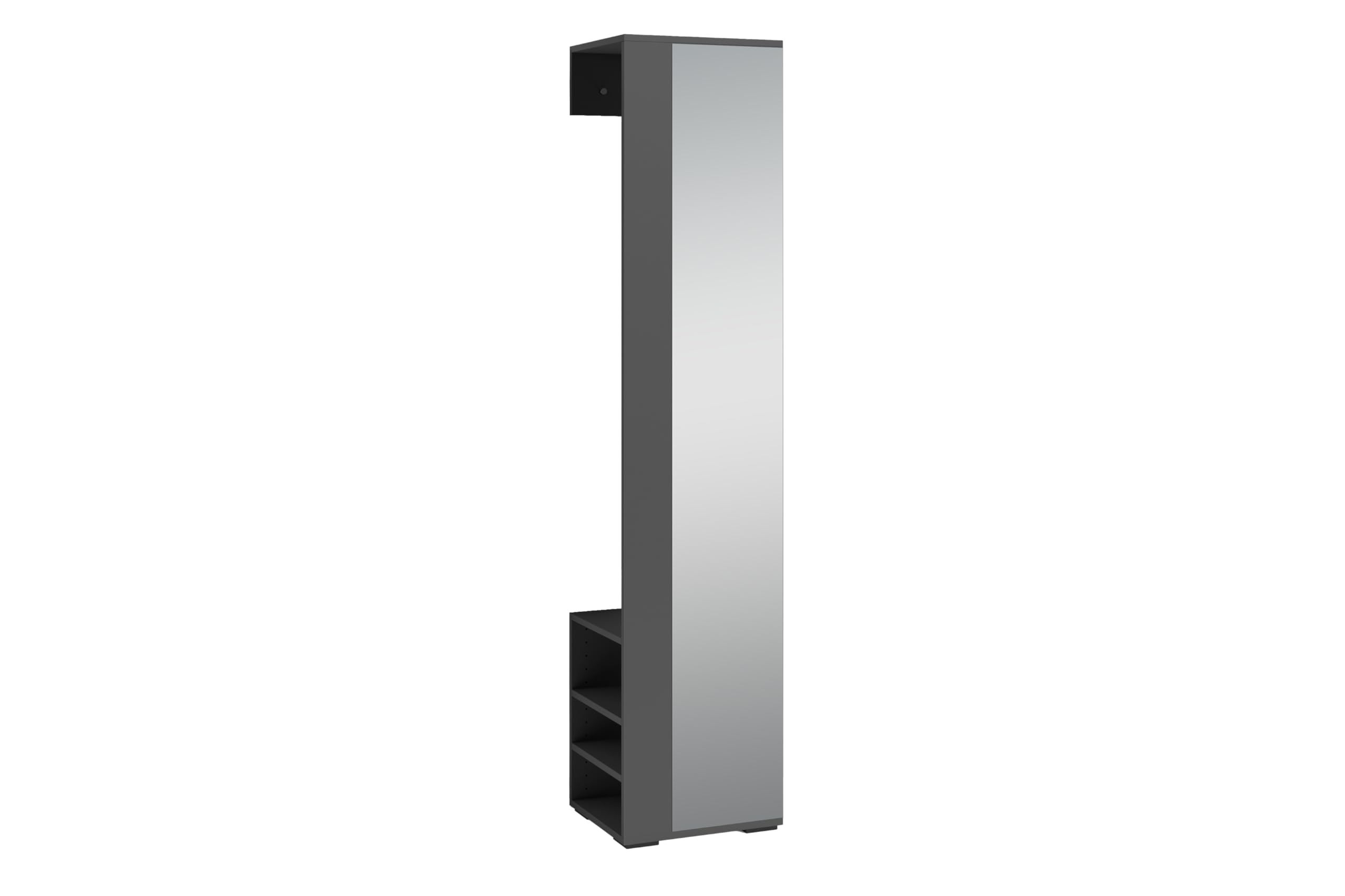 byLIVING Flurgarderobe Ben, Anthrazit, Spiegel | Kleiderstange, Ablage, Spiegelschrank für den Flur, B 40, H 184, T 35 cm
