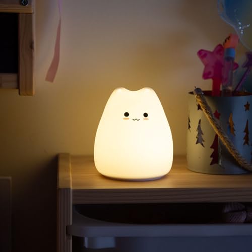 Lampara Nocturna de Mesa LED Infantil quitamiedos y Recargable Cat | Greenice