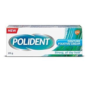 Polident Denture Fixative Cream Denture Adhesive For All Day Hold of Dentures, 20 g