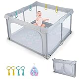 ❤️Sicherer Bereich zum Spielen - Dieses faltbare Laufgitter erschafft einen sicheren Bereich für Ihr Kind. Es kann darin krabbeln und spielen. Darüber hinaus hilft die ideale Zaunhöhe Ihrem Baby beim Laufenlernen.