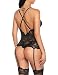 Aranmei Body de Encaje Mujer Conjunto de Lencería Sexy Back Correas Cruzadas...