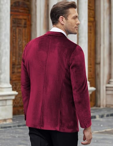 Image of COOFANDY Men's Velvet Blazer Notched Lapel Velour Suit Jacket One Button Tuxedo Jackets for Wedding Prom Party Dinner
