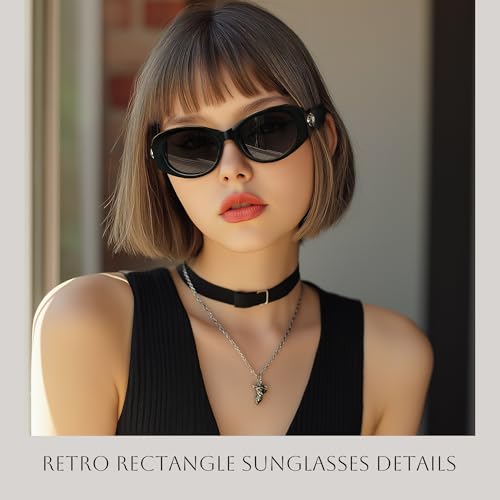Oval Sunglasses for Womens Trendy - Retro Cat Eye Sun Glasses Shades UV Protection2