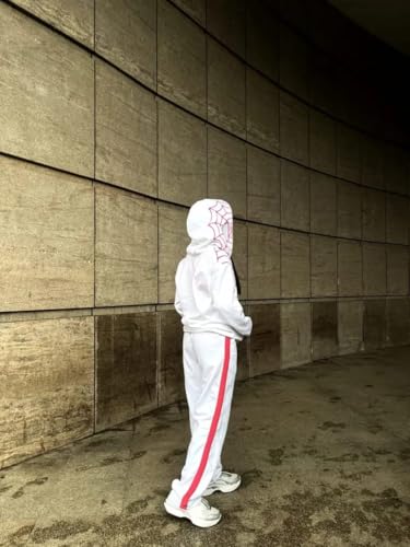 Image of STYLEVERSE Men's Cotton Relaxed Fit Full Zipped Spidy Hoodies Trendy and Comfortable (White & Red)
