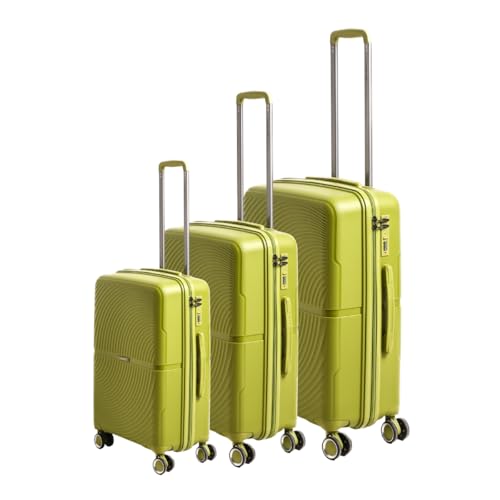 Image of Florence Trolley Bag Set of 3 | Cabin 55 cm, Medium 63 cm & Large 73 cm | Polypropylene Hard Luggage Suitcase | 360 Wheels | Anti-Theft Zippers | Lightweight Travel Bags | Green