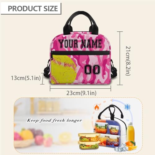 Big Student Softball Pink Camo Personalized School Backpack 17 Inch Schoolbag Book Insulated Lunch Bag Bookbag Pen Water Bottle Bag Stationery Pouch for Little Kids Girls Boys Teens4