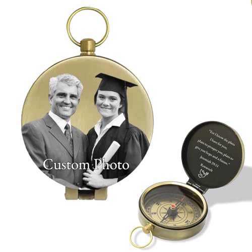 Brújula personalizada con foto grabada vintage miniatura 1