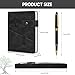 A5 Notebook Lined Journal with Divider, Large Hardcover Leather Journal with Pockets, 100gsm Thick Notepad, Ruled Notebook with Pen School Supplies Office, Business Travel, for Men Women (Black)
