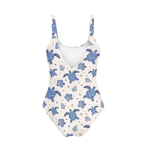 Image of One Piece Bathing Suit for Teen Girls Comfy Crewneck Backless Bathing Suit