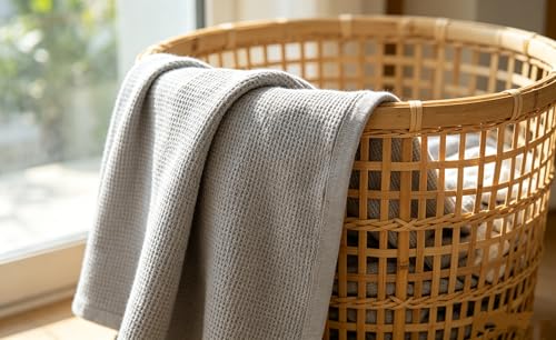 Image of TL Care 100% Cotton Thermal Waffle Swaddle Blanket (30 inch x 40 inch), Soft, Breathable & Stretchy, Gray, for Boys and Girls, Perfect for Swaddling, Travel and Gifting