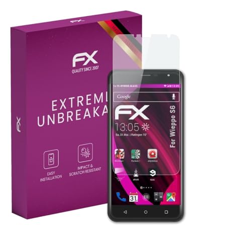 atFoliX Glasfolie kompatibel mit Wieppo S6 Panzerfolie, 9H Hybrid-Glass FX Schutzpanzer Folie