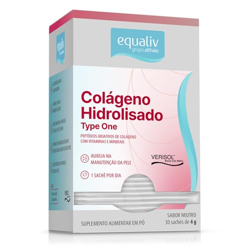 Colágeno Hidrolisado Type One Equaliv - Suplemento Alimentar em Pó - Peptídeos Bioativos de Colágeno Verisol® - Vitaminas e Minerais Quelatos - Auxilia na Manutenção da Pele - 30 Sachês