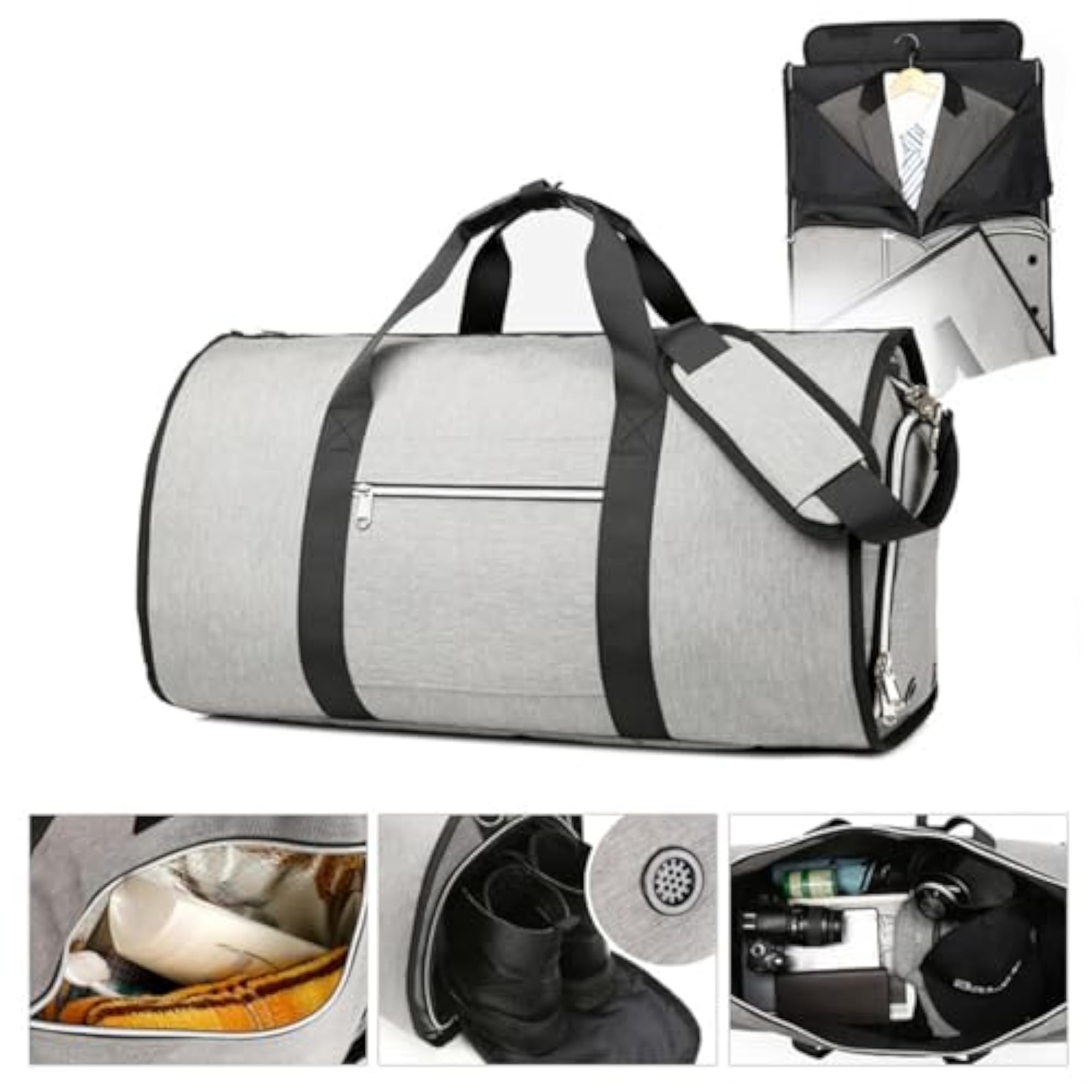 Waterproof Large-Capacity Foldable Travel Duffel Bag, Grey