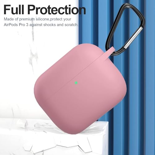 Image of New Soft Silicone Case Compatible with Apple AirPods Pro 3 Generation (2025) Protective Silicone 360 Full Protection Dust-Proof Shockproof Case Cover with Hook (Cover Only) (Bean Pink)