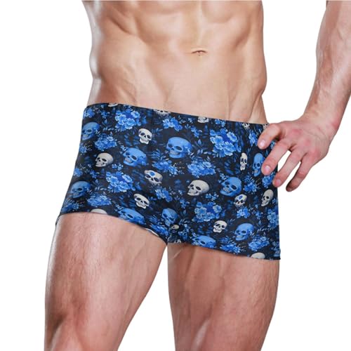 Skull Flower Mens Swim Trunk Swimwear Bathing Suit Swim Brief Square Leg Board Short S B04044863