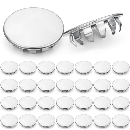 Image of Hicarer 30 Pack Fit 7 /8 inch Hole Metal Plugs, for 1 /2 inch Electrical Knockouts | Nickel-plated Steel Snap-in Cover, No Welding Required for Electrical Boxes, Sinks, Furniture, Automotive, Cabinets&panels