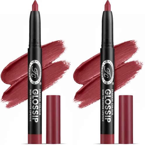 Image of Fashion Colour Glossip Non-Transfer Lipstick | Long-Lasting 12 Hours Stay | Retractable Lip Crayon | One Swipe Application | Available in 19 Vibrant Shades (Terra Copper) (Pack of 2)