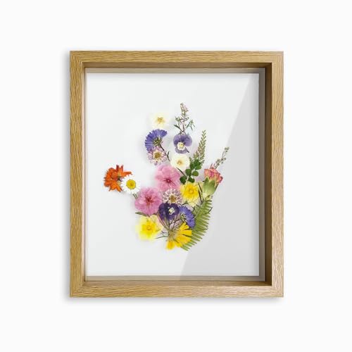 TwoDays DIY Pressed Flower Handprint Mother's Day Craft Kit - Baby Keepsake Grandma Birthday Gifts from Grandkids, Family Footprint Glass Frame Art for Father's Day