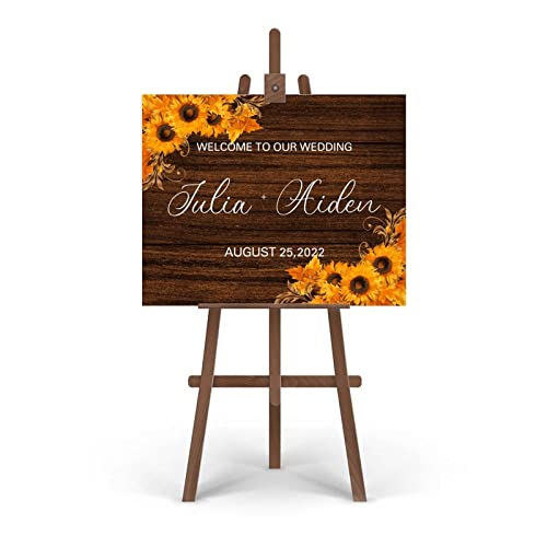 Letrero de madera de girasol para decoración de bodas civiles y banquetes de otoño 3