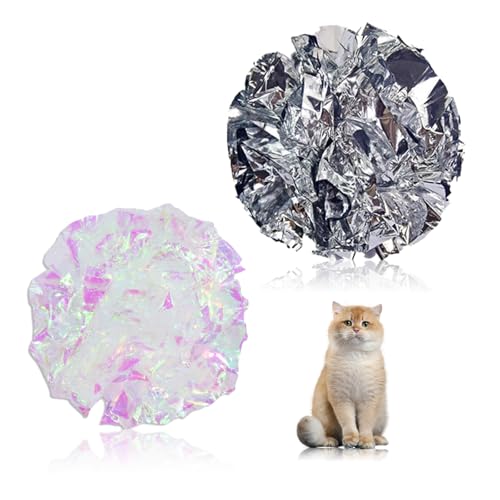 Andiker 5.1 Inches Cat Crinkle Balls, 2 PCS Sturdy Cat