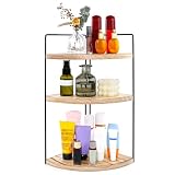 ReeyderArt Eckregal Bad Arbeitsplatte Naturholz, 1 Pack 3-stufiges Eckregal aus Holz für Badezimmer Waschbecken Schminktisch, platzsparender Organizer für Küche Büro Kosmetik, einfache Montage