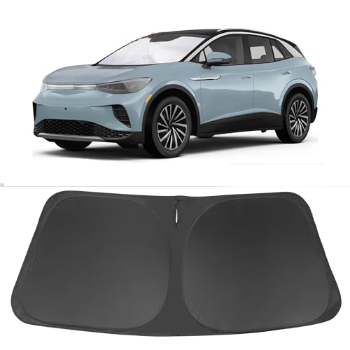 Image of Windshield Sun Shade Custom Fit for 2021 2022 2023 2024 2025 2026 Volkswagen VW ID.4 Accessories Foldable Sunshade Sun Blocker Protect Car from Sun Rays & Heat Damage Keep Car Cooler