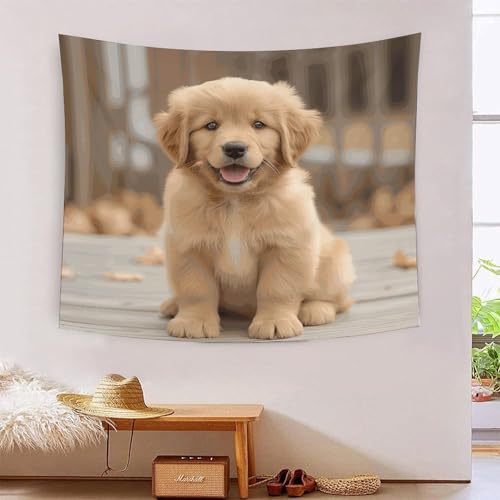 Golden Retriever 3D tapisserie décoration murale tissu salon et grande serviette de plage