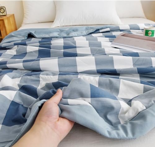 Dessus de lit matelassé beige et bleu réversible 180x200 couverture de lit légère