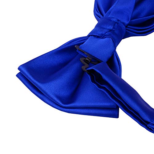 Gusleson Mens Pure Color Pre-Tied Blue Bow Tie Pocket Square And Cufflink Set (0570-08) #TOP4
