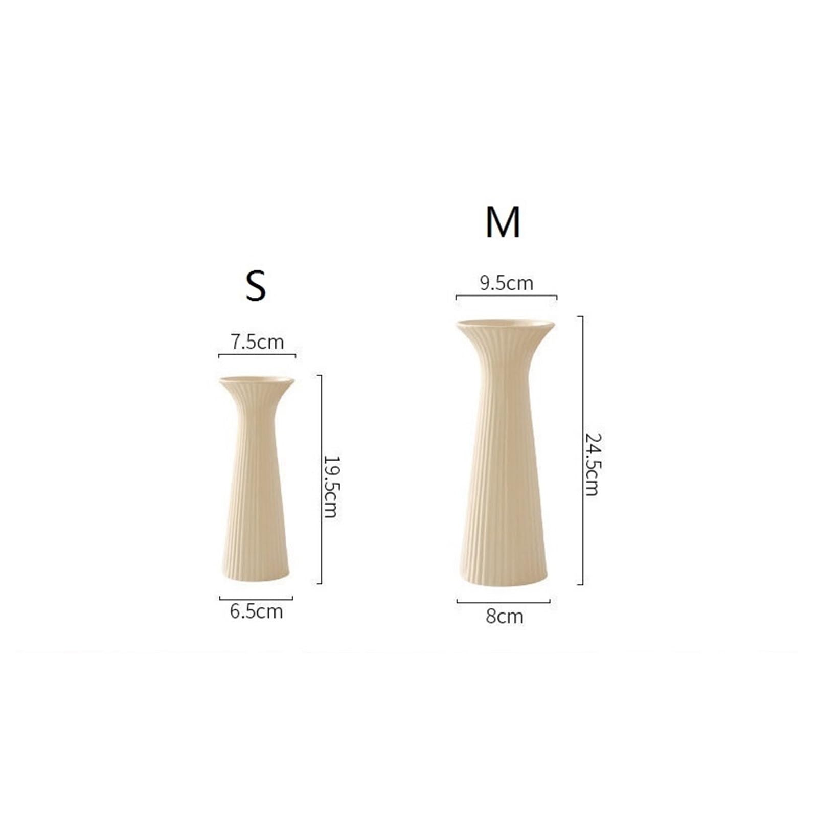 Wazon Prosty beżowy wazon ceramiczny kreatywny pionowy pasek ozdoba do dekoracji salonu(Mały)
