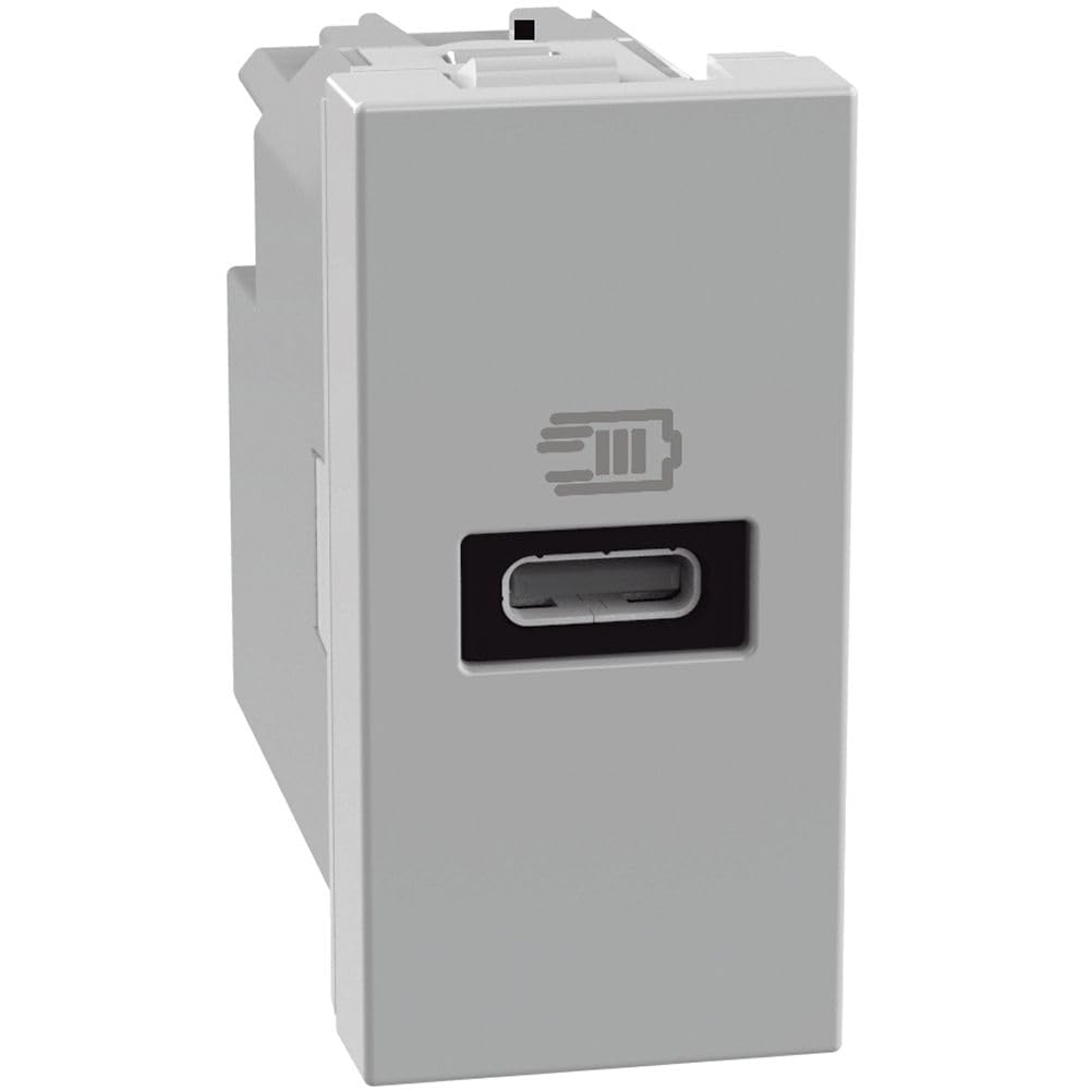 Prise de courant chargeur USB C 20W BTICINO MatixGO gris JG4192C rapidité