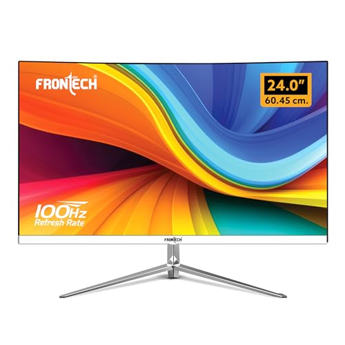 Image of FRONTECH Ultima Series 24 Inch Curved LED Monitor| Refresh Rate 100Hz, VA Panel |1800R Curve| Full HD 1080p, Bezel Less Design | HDMI & VGA Ports (MON-0072C, White)