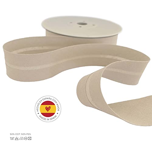 TEXTEX = 40mm Wide Bias Binding Tape. 50% Cotton and 50% Polyester. 10m Piece - (Beige) - Image 4