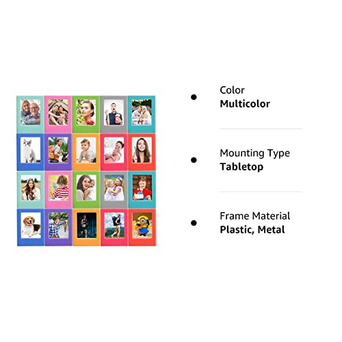 Epakh 20 Packs Magnetic Photo Picture Frame Cute Mini Table Photo Frame Holder 3 Inches Plastic Colorful Photo Display Compatible With Fujifilm Instax For Fridge Refrigerator Office #TOP7