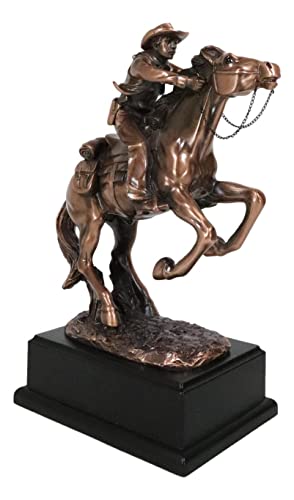 Estatua Vaquero a caballo en resina electrochapada bronce miniatura 3