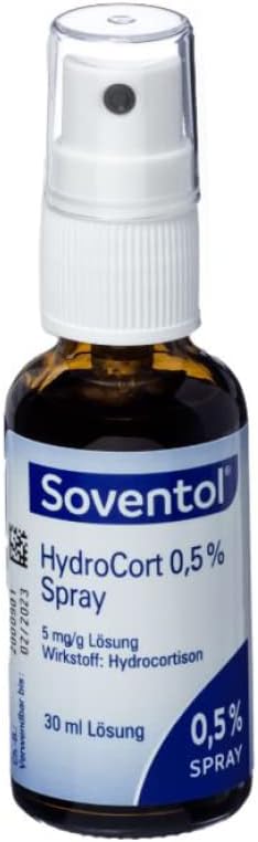 Soventol HydroCort 0,5% Spray 30 ml bei Hautentzündungen, Hautallergie & Sonnenbrand – kühlt sanft und schnell die Haut – entzündungshemmend