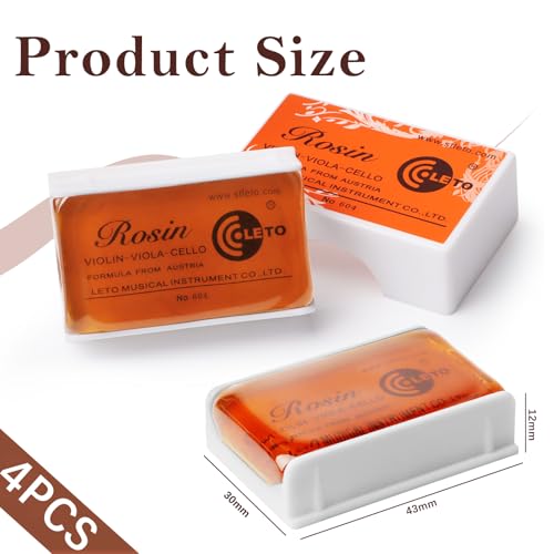 4PCS Resina Violin, ELEPRUC Natural Rosin Violin, Violin Rosin, Premium Cello Rosin Oscuro, Cera para Arco de Violin, Transparente Colofonia Para Violín Viola Violonchelo, Otros Instrumentos de Cuerda