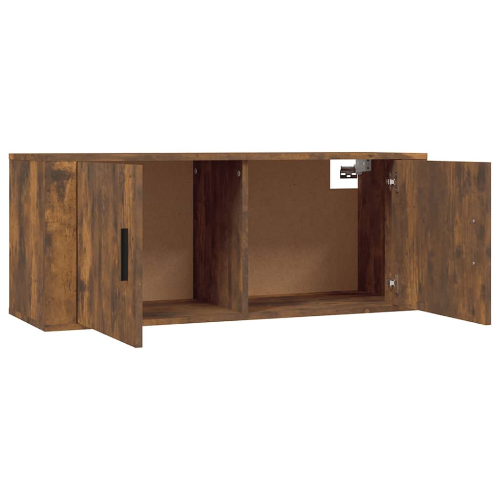 TV-Wandschrank Räuchereiche 100x34,5x40 cm, schwebendes TV-Möbel, Holzwerkstoff, Wandkonsole für Wohnzimmer, Media Center