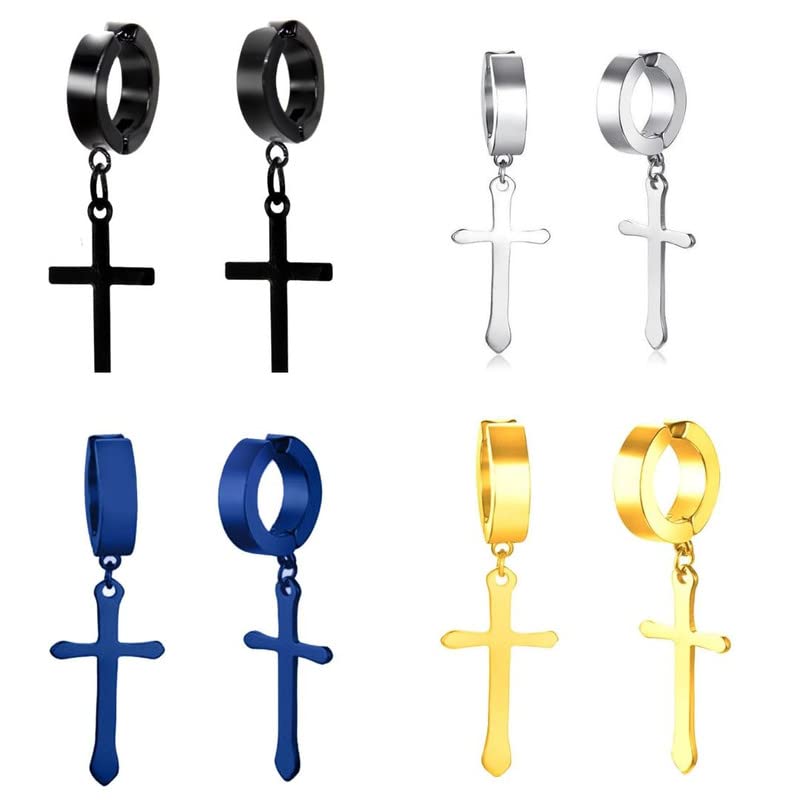 STAINLESS STEEL CROSS EARINGS FOR MEN,WOMEN,GIRL OR BOY TRENDING STEEL EARINGS Stainless Steel Huggie Earring